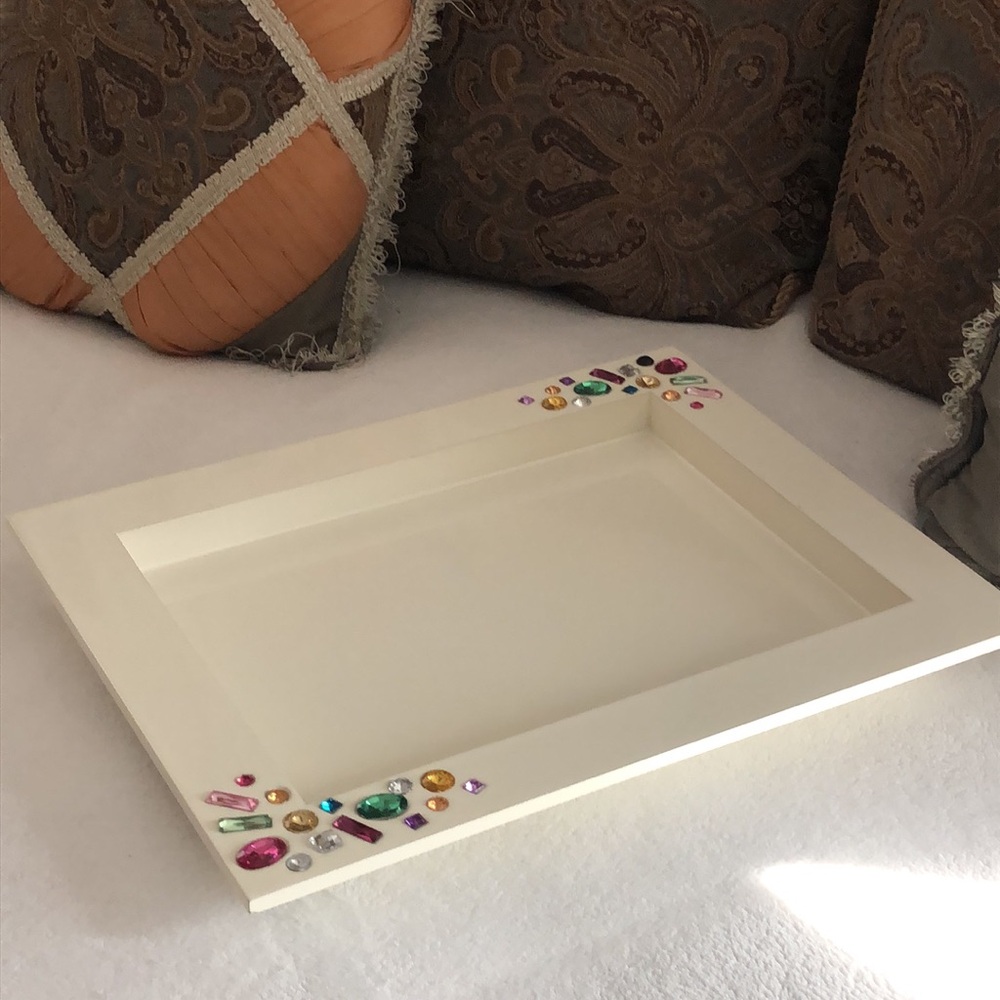 Z Gallerie Tray💖Decorative Gem-Embellished White Tray! For serving or your lap!